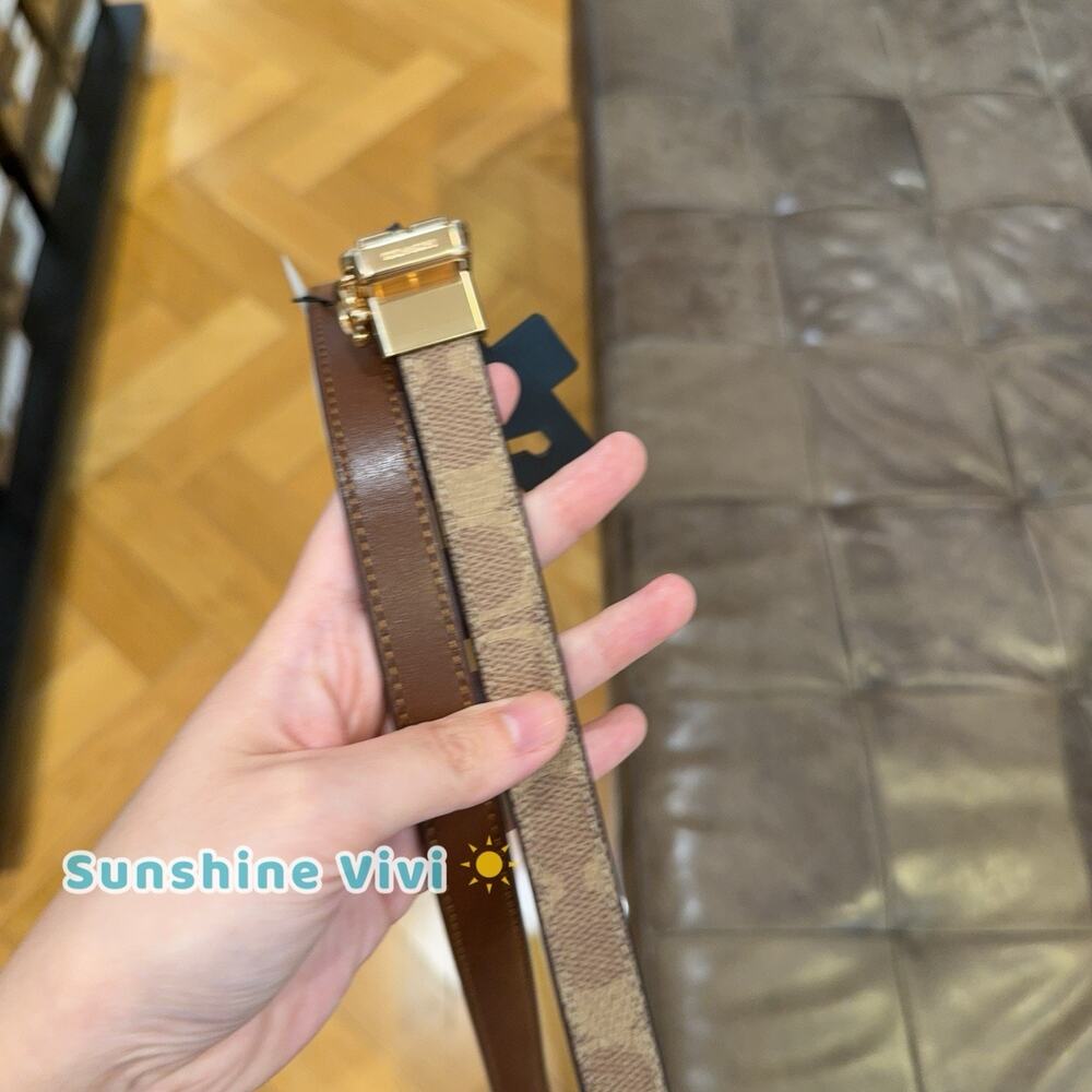 NWT Coach Roller Buckle Cut To Size Reversible Belt In Signature ccj04 Tan